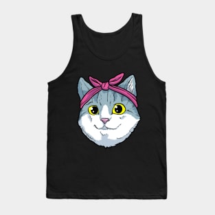 Cat with Ribbon Tank Top